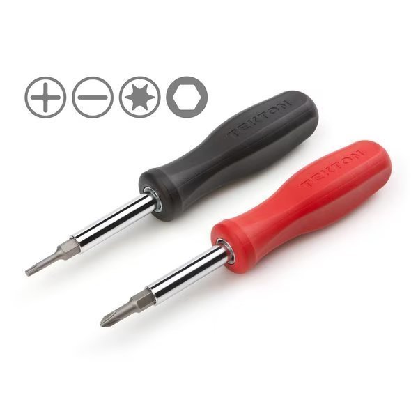 6-in-1 Driver Set, 2-Piece (#1 - #2, 3/16 - 1/4 in., T10 - T25 ), Tekton, Mfr#: DMS91001